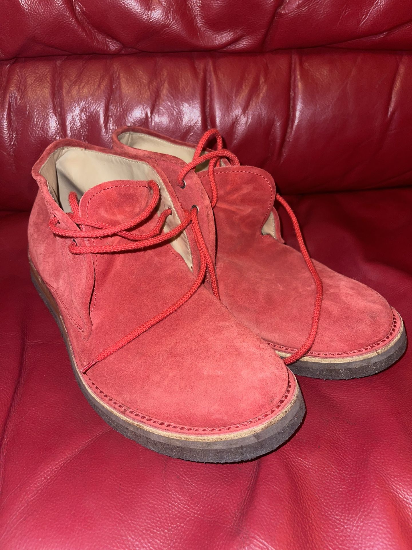 GIORGIO ARMANI MENS RED SUEDE DRESS UP BOOTS 