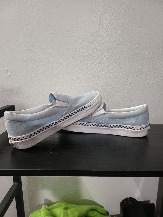 VANS Classic Slip-On Checker Foxing Blue Women’s Size 8 Men’s Size 6.5