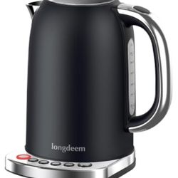 longdeem Electric Tea Kettle for Boiling Water with Temperature Control, 5 Presets and Keep Warm Function for Coffee/Tea Brewing, Stainless Steel Wate