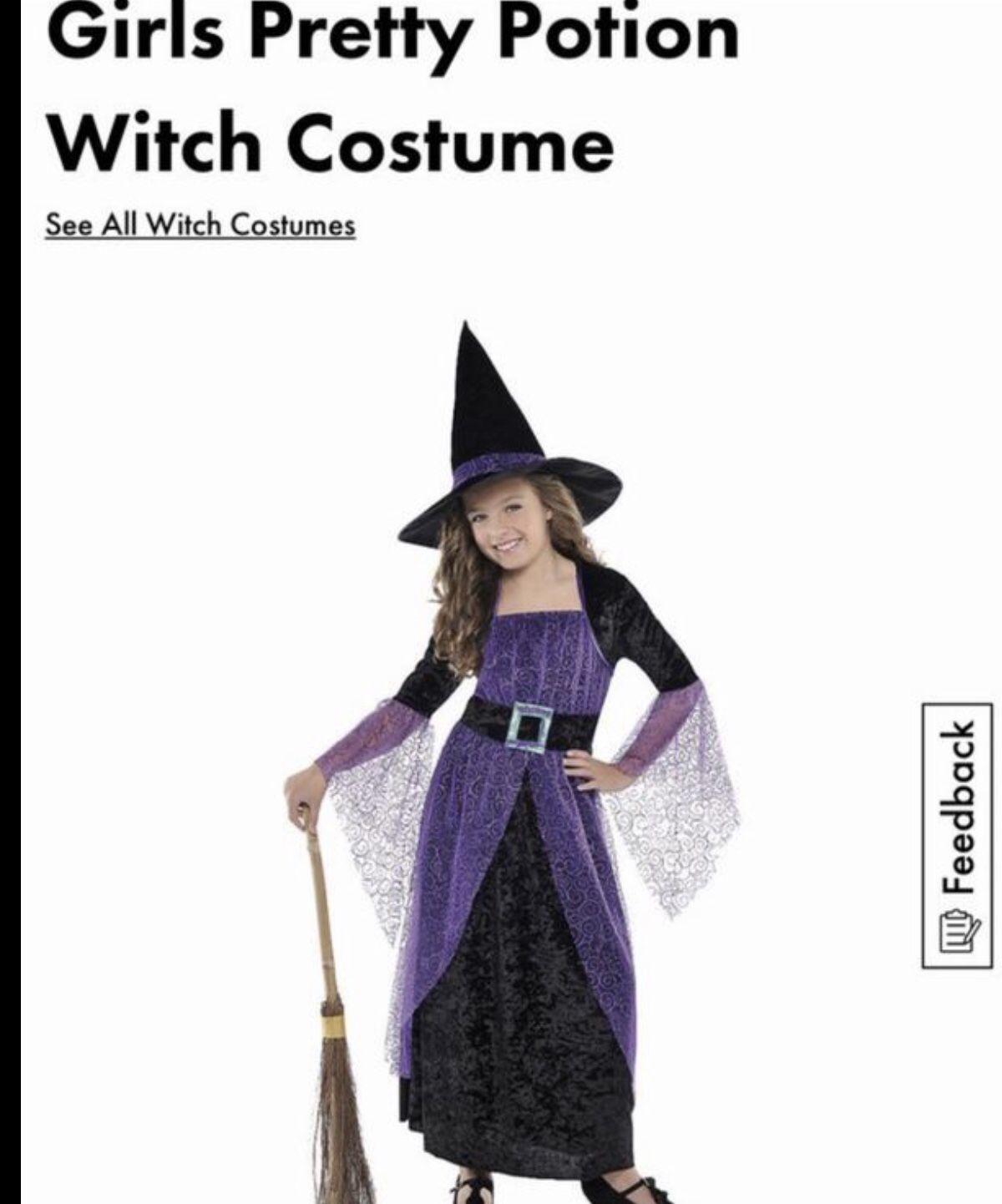 Girls Witch costume size 9/10
