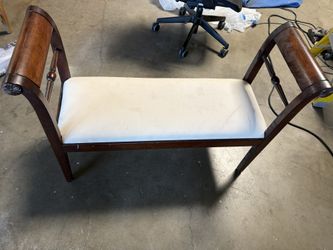vintage wooden upholstered bench or settee