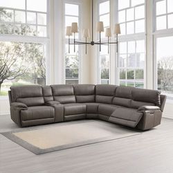 💎BROWN MOTION SECTIONAL SOFA RECLINER CUP HOLDER USB SECCIONAL SILLON RECLINABLE💎