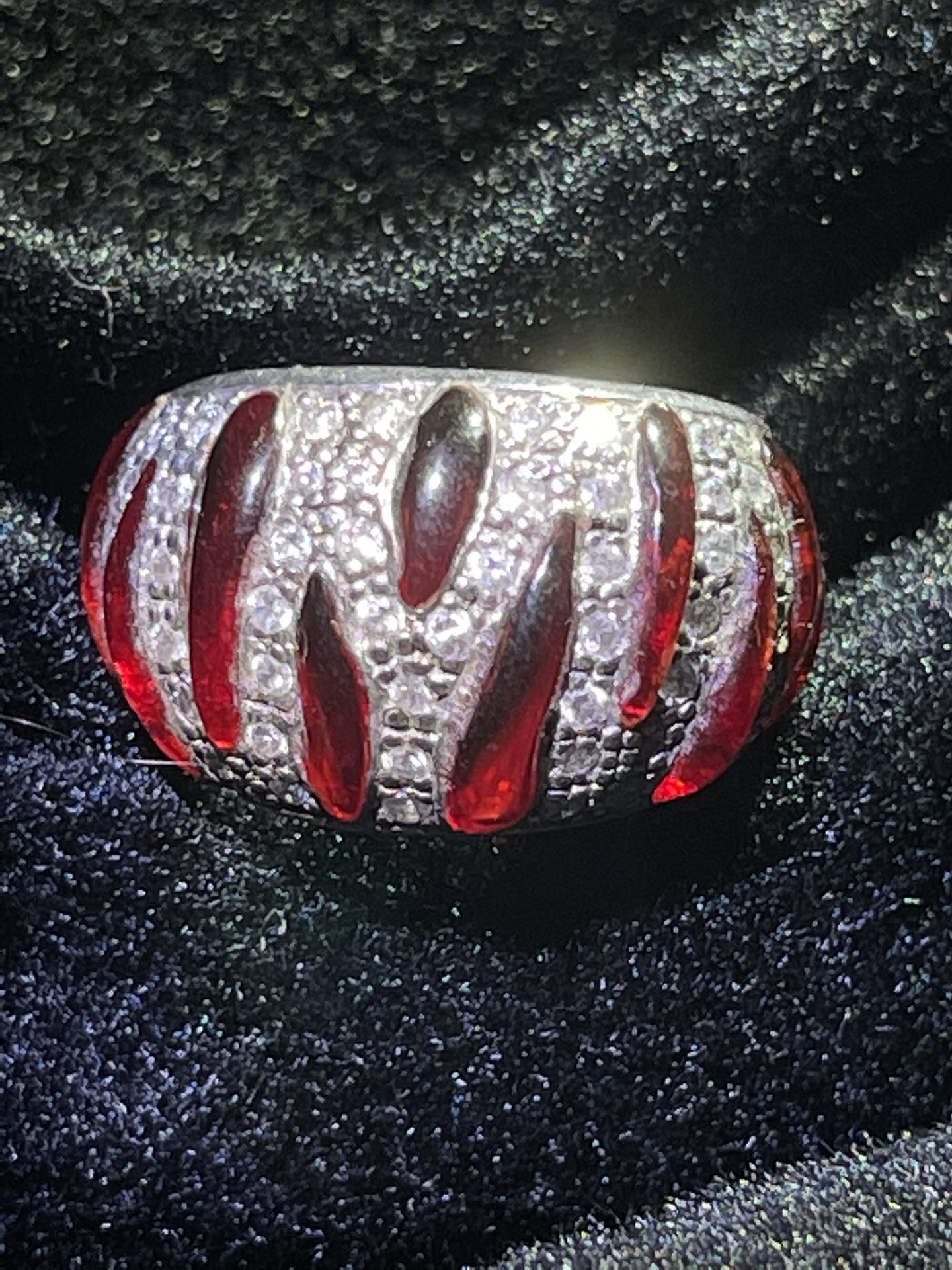 Red Flame Sterling Silver Ring