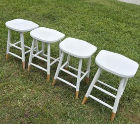 Set of 4 white wooden stools for sale /