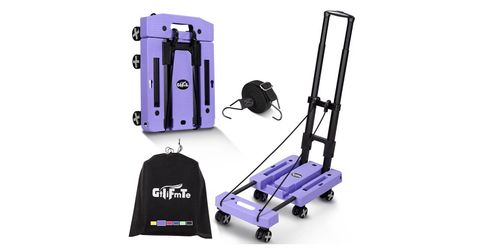 GtIiFmTe Foldable Hand Truck, Lightweight Luggage Cart for Airport Car Seat Compact Folding dolly with Rotating swivel wheel,storage size12×15.7×4.1",
