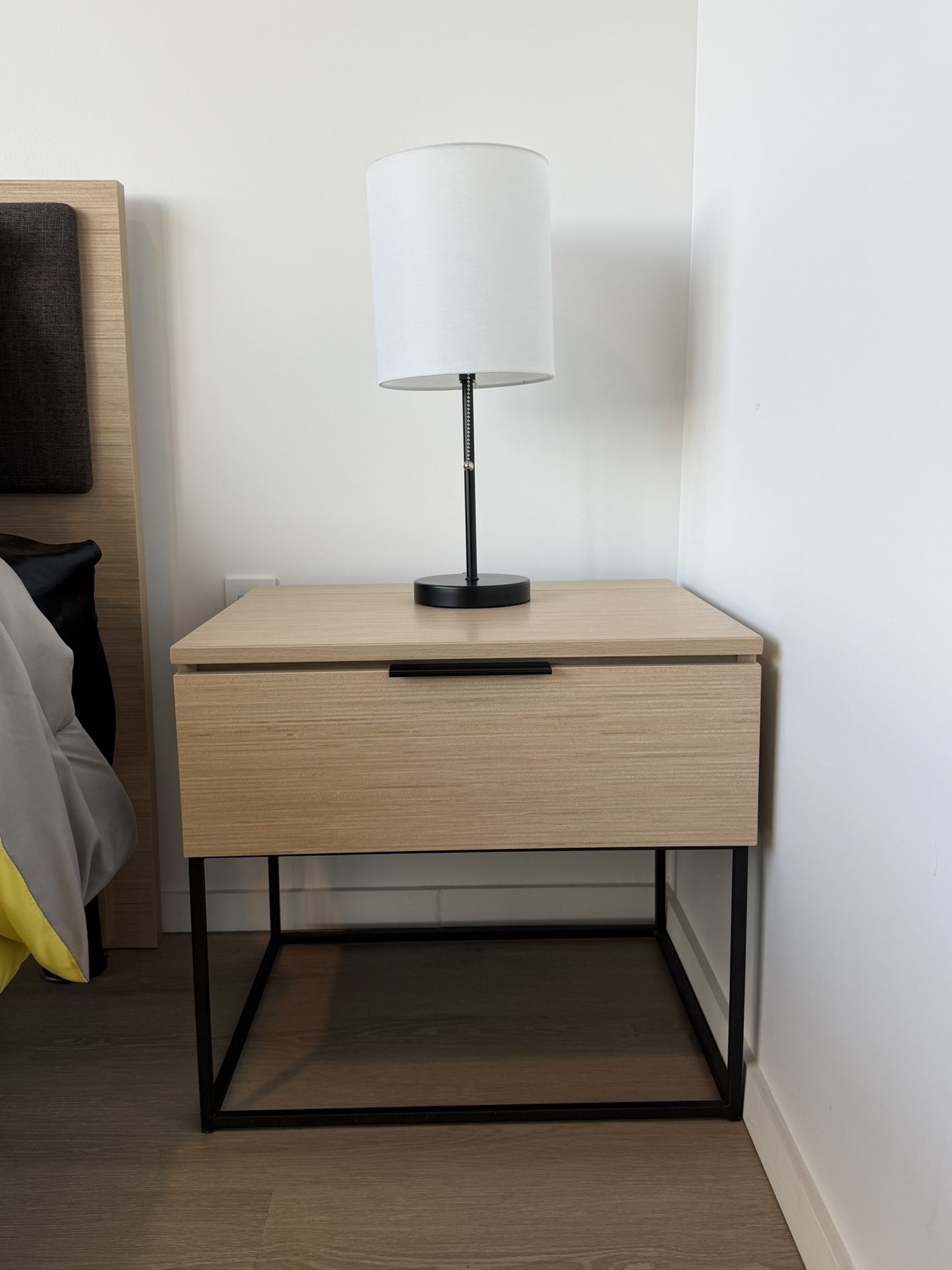 Modern Nightstand w/ Built-In Outlets (USB + USB-C)