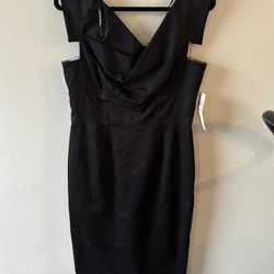 Maggy London Black Asymmetrical Sheath Cocktail Dress
