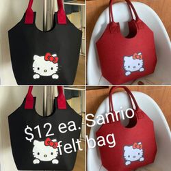 Sanrio Hello Kitty Felt Bag LG $12 Each 