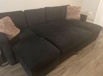 Sectional Sleeper Sofa Bed - Modular - Black