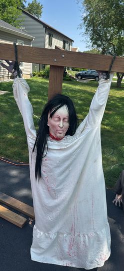 Woman Halloween and two by fours