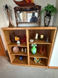 Solid Oak Wood Bookcase Display Shelf