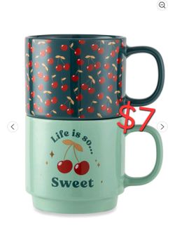 Thyme & Table 2
Pack Stacking Life is
Sweet and Cherries
Green Mugs 14.2 floz,
Stoneware