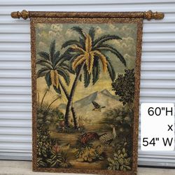 Maitland-Smith Large-scale Tropical painted landscape on wood panel