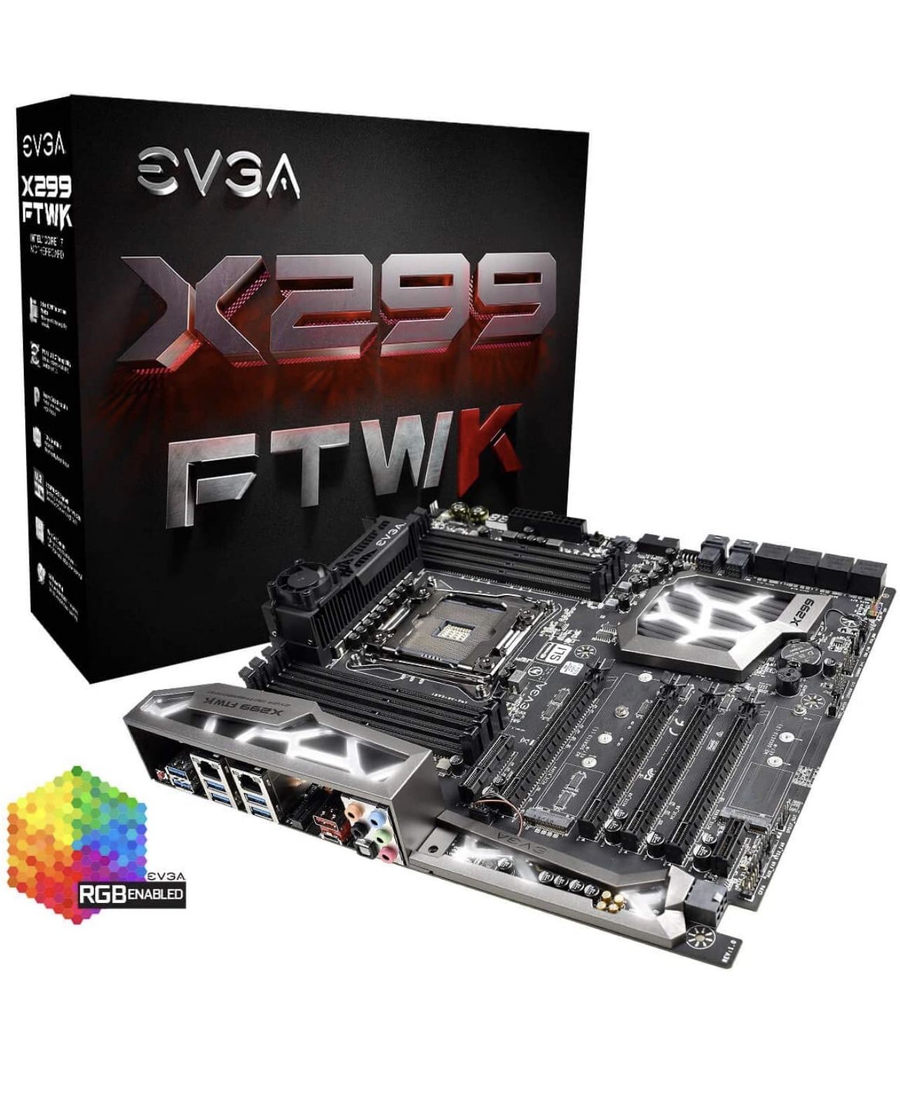 EVGA X299 FTW K, LGA 2066, Intel X299, SATA 6Gb/s, USB 3.1, USB 3.0, EATX, Intel Motherboard 142-SX-E297-KR