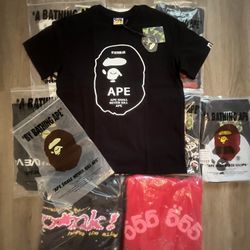 black and white bape tee shirt