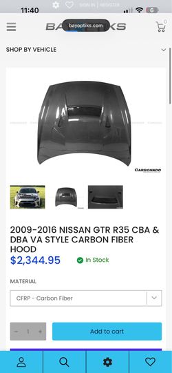 Nissan GTR Carbon Fiber hood