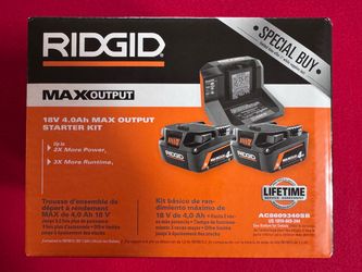 Ridgid 18V Max Output (2) 4 Ah Batteries and Charger