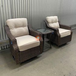 Outdoor Patio Swivel Chair Set of 3pc