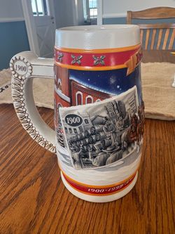 Vintage Budweiser 1990 Holiday Beer Stein