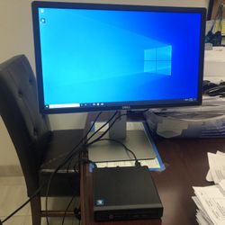 HP EliteDesk Small PC Win 10 Pro Dell 24 Inch Monitor Wireless Mouse Keyboard
