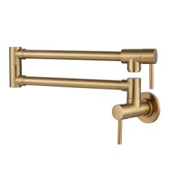Wall Mounted Pot Filler Faucet with Double Handle in Gold