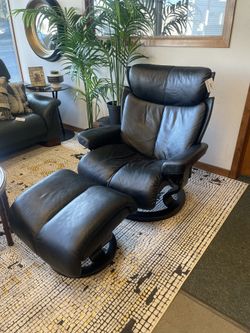 Stressless Leather Chair & Ottoman