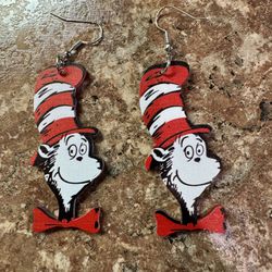 New Dr Seuss Cat In A Hat Earrings Shipping Available 