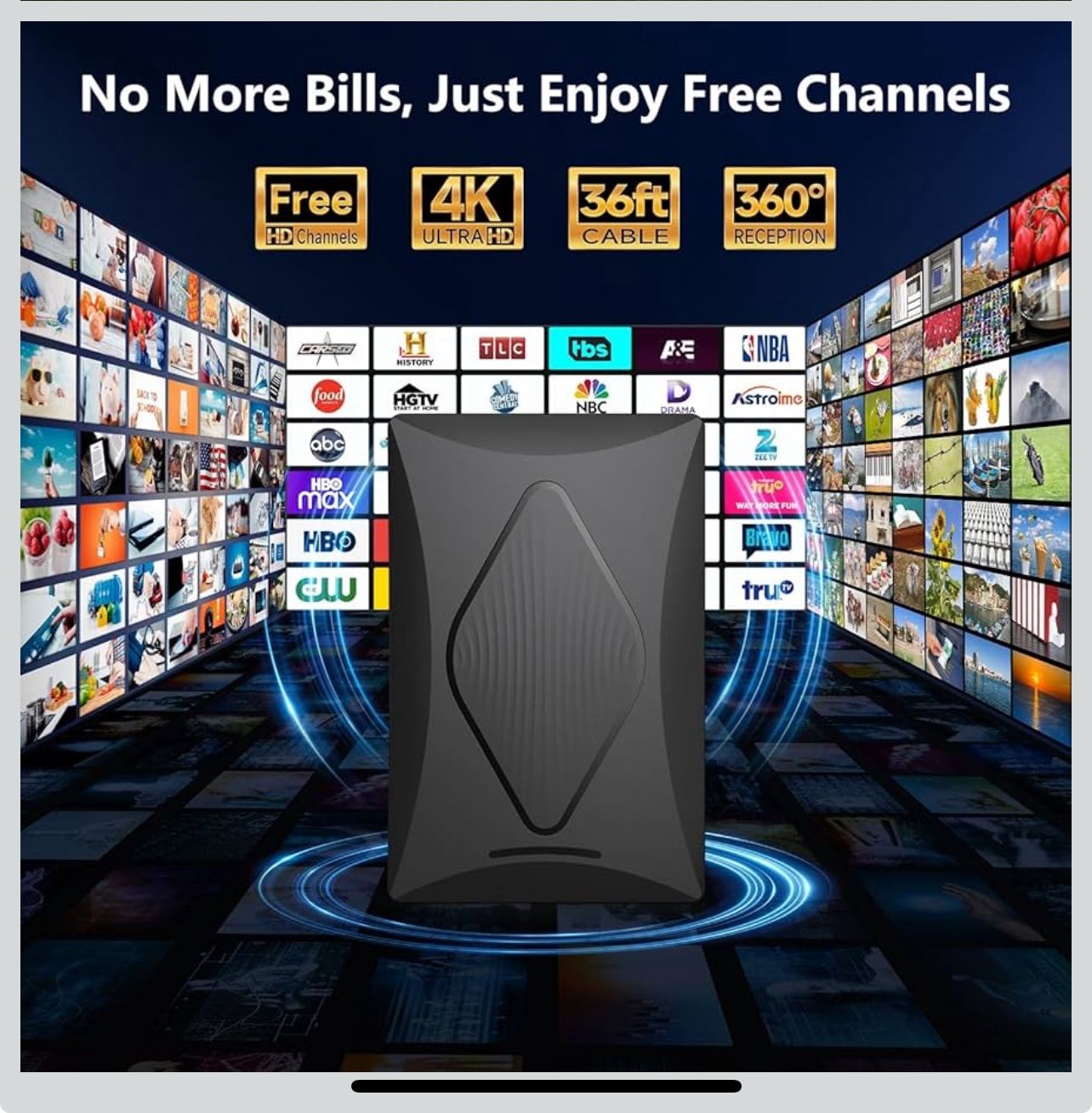 2025 TV Antenna Indoor Antenna for Smart TV, 2200+ Miles Long Range Reception tv Antenna with Amplifier Signal Booster for Local Channels, Clear Recep