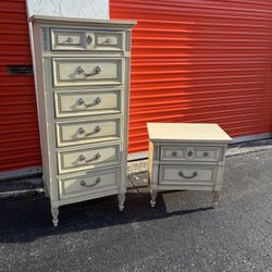 Vintage Dixie Tall Dresser And Nightstand 