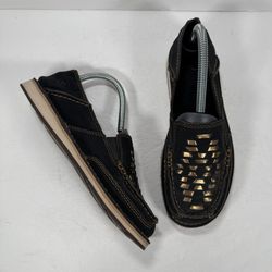 Ariat Cruiser Weave Black Suede Gold Southwestern Aztec Design Women Size 8