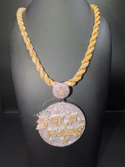 Gold plated moissanite chain and pendant