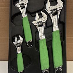 Snap-on Tools 4 pc Flank Drive® Plus Adjustable Wrench Set (6–12") (Green) 