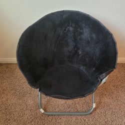 Black Oversized Faux Fur Saucer Chair