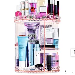 NEW Sorbus Pink Clear Rotating Makeup Organizer