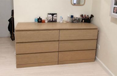 IKEA MALM 6-Drawer Dresser Oak Veneer