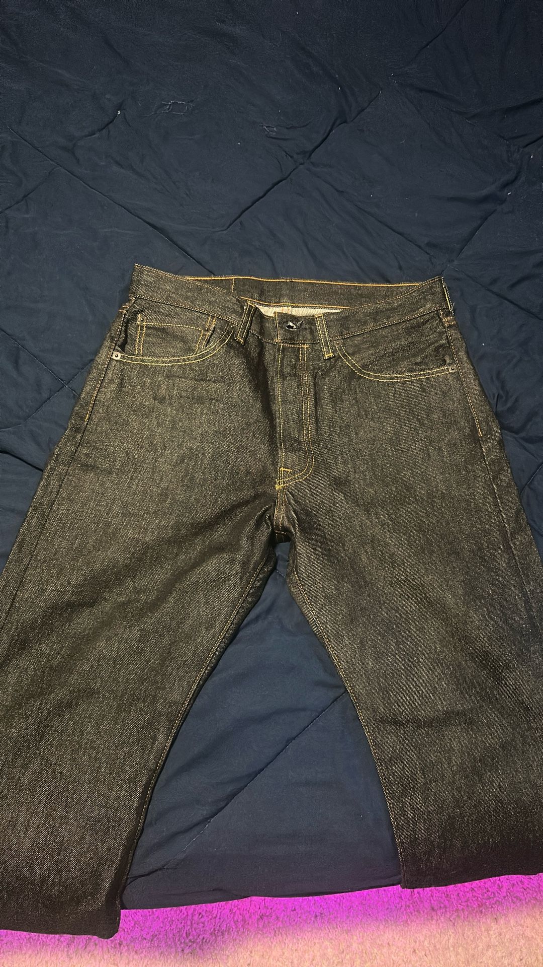 Levis 501 charcoal raw denim