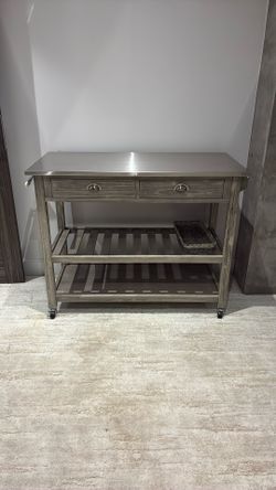 Kitchen island prep cart – stainless top