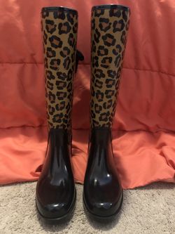Leopard print Coach rain boots size 9