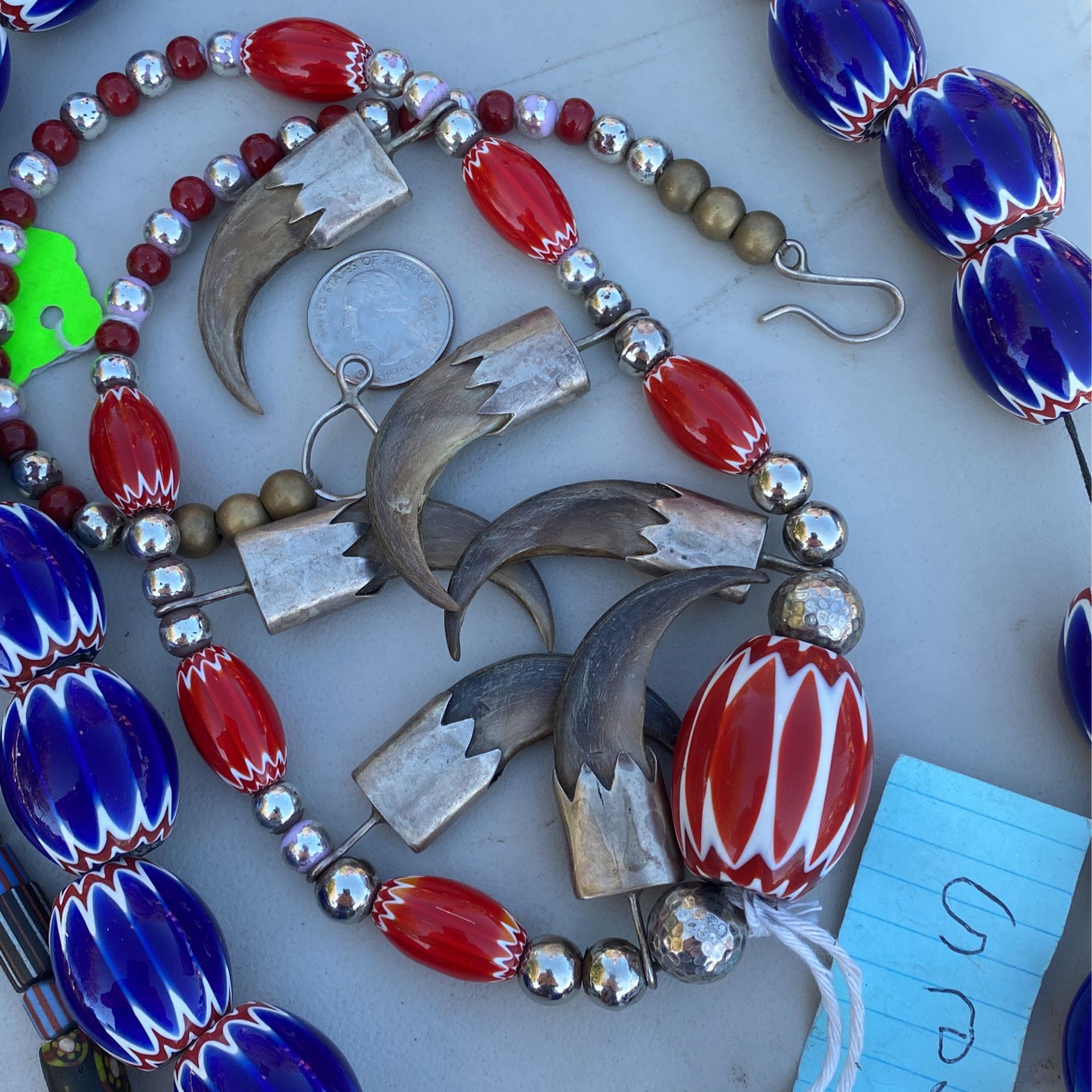 Silver Bear Claws Red And Silver Beads