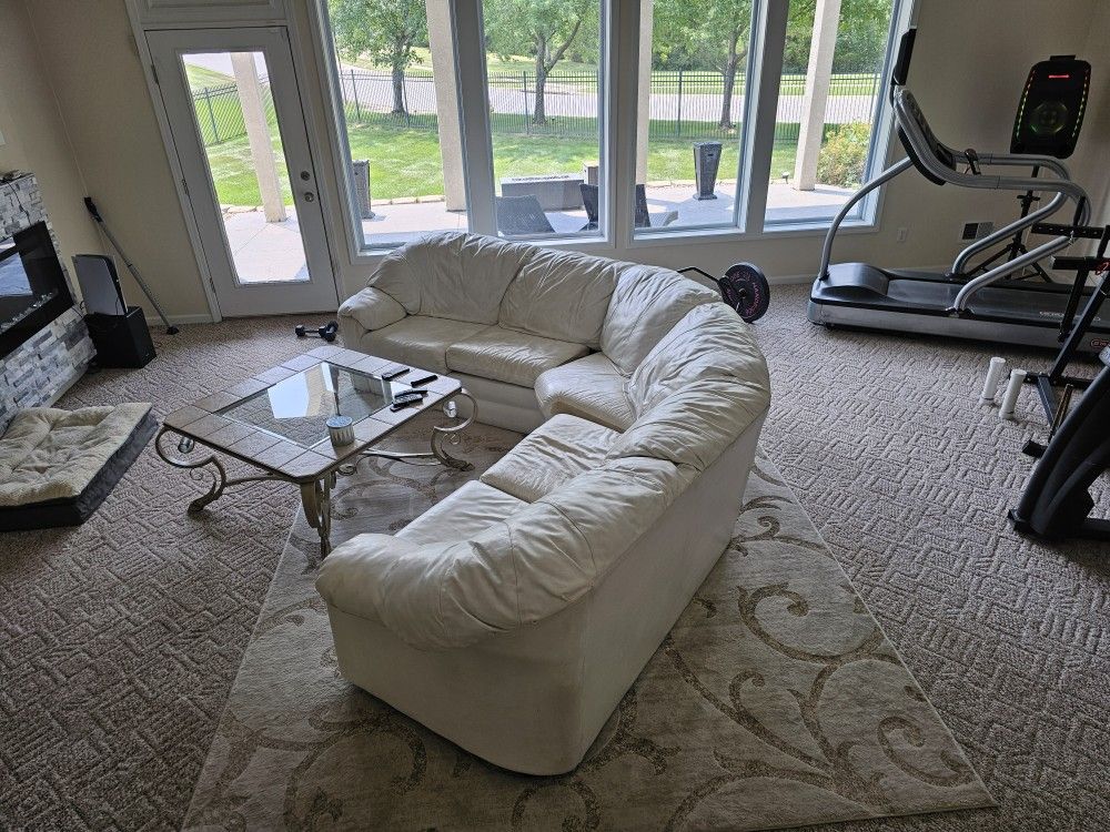Italian Leather Sectional With Reclining Ends