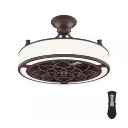 Windara 22 in. LED Indoor/Covered Outdoor Bronze Ceiling Fan