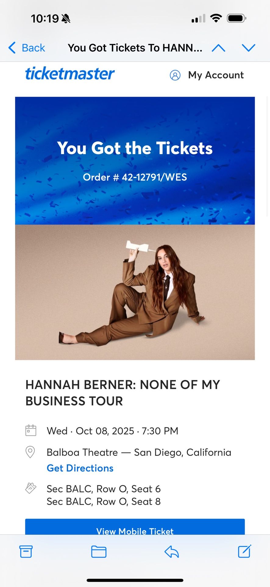 HANNAH BERNER STAND-UP COMEDY TICKETS (QTY 2)