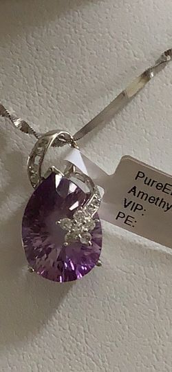 8ct trillion cut Amethyst gemstone on Sterling silver with 18” sterling silver necklace