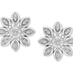 1/10 Carat Diamond Earrings in Sterling Silver 