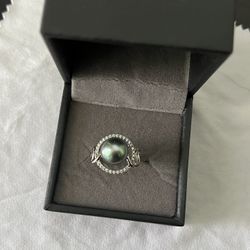 Tahitian Pearl Ring In Sterling Silver 