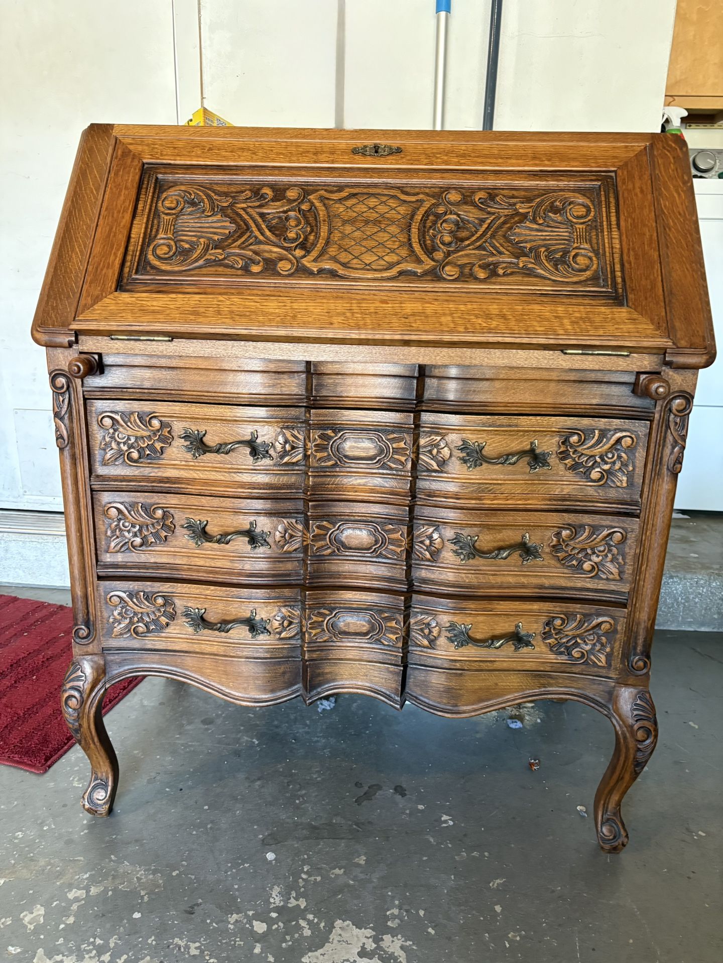 Secretary desk, solid hardwood, oak, drop slant