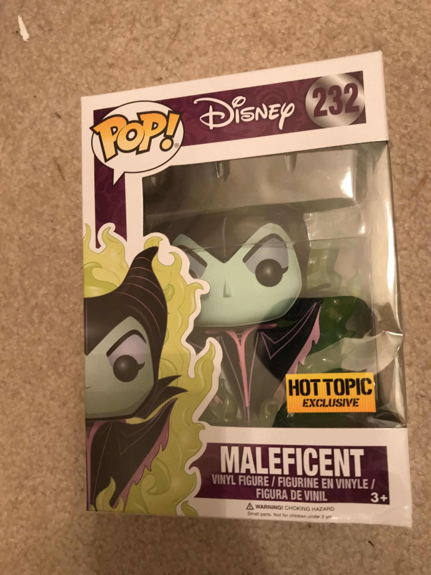 Funko pop Disney exclusive maleficent green flames damaged box