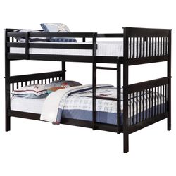 FULL OVER FULL SIZE BLACK BUNKBED LITERA MATRIMONIAL MATTRESSES NOT INCLUDED