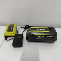RYOBI 40V Lithium-Ion 4.0 Ah Battery and Charger