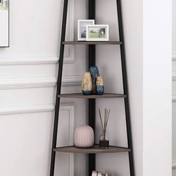 5 Shelves Industrial Corner Bookcase, A-Shaped Display Storage Rack Shelves